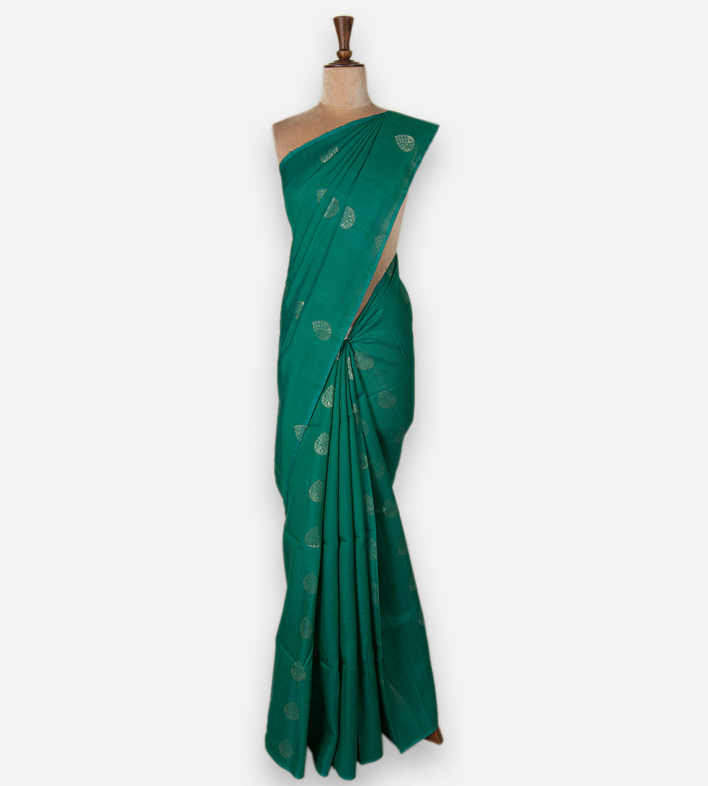 Sea Green Raw Silk Saree