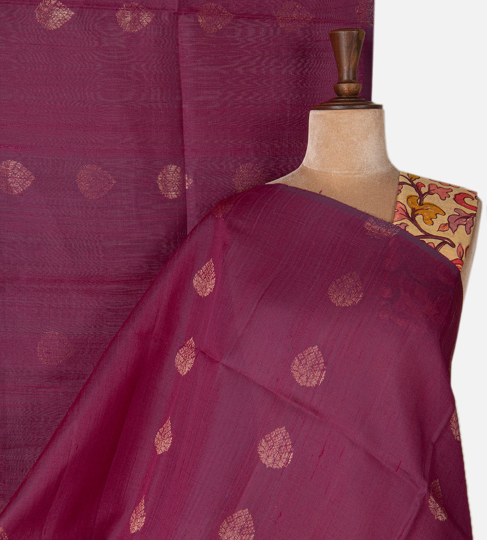 Dark Pink Raw Silk Saree