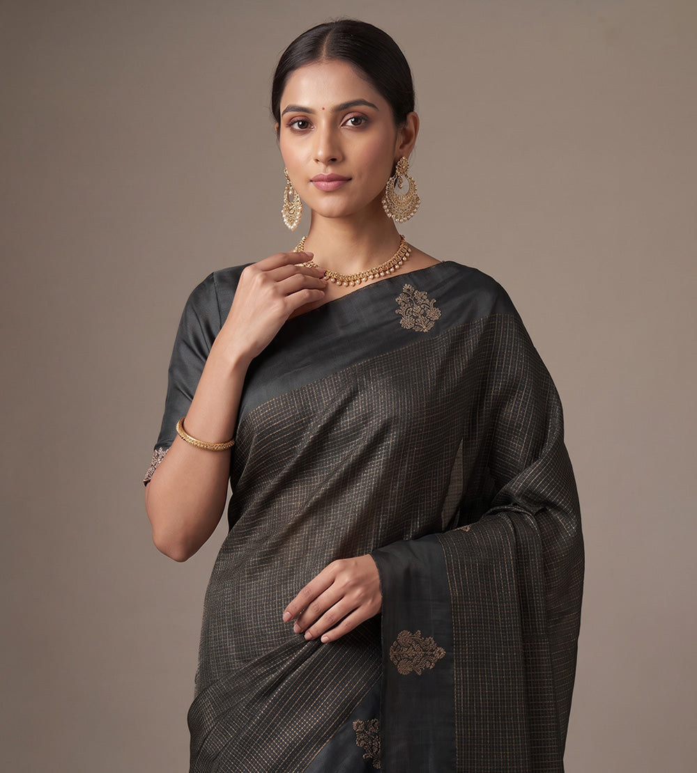 Black Tussar Saree
