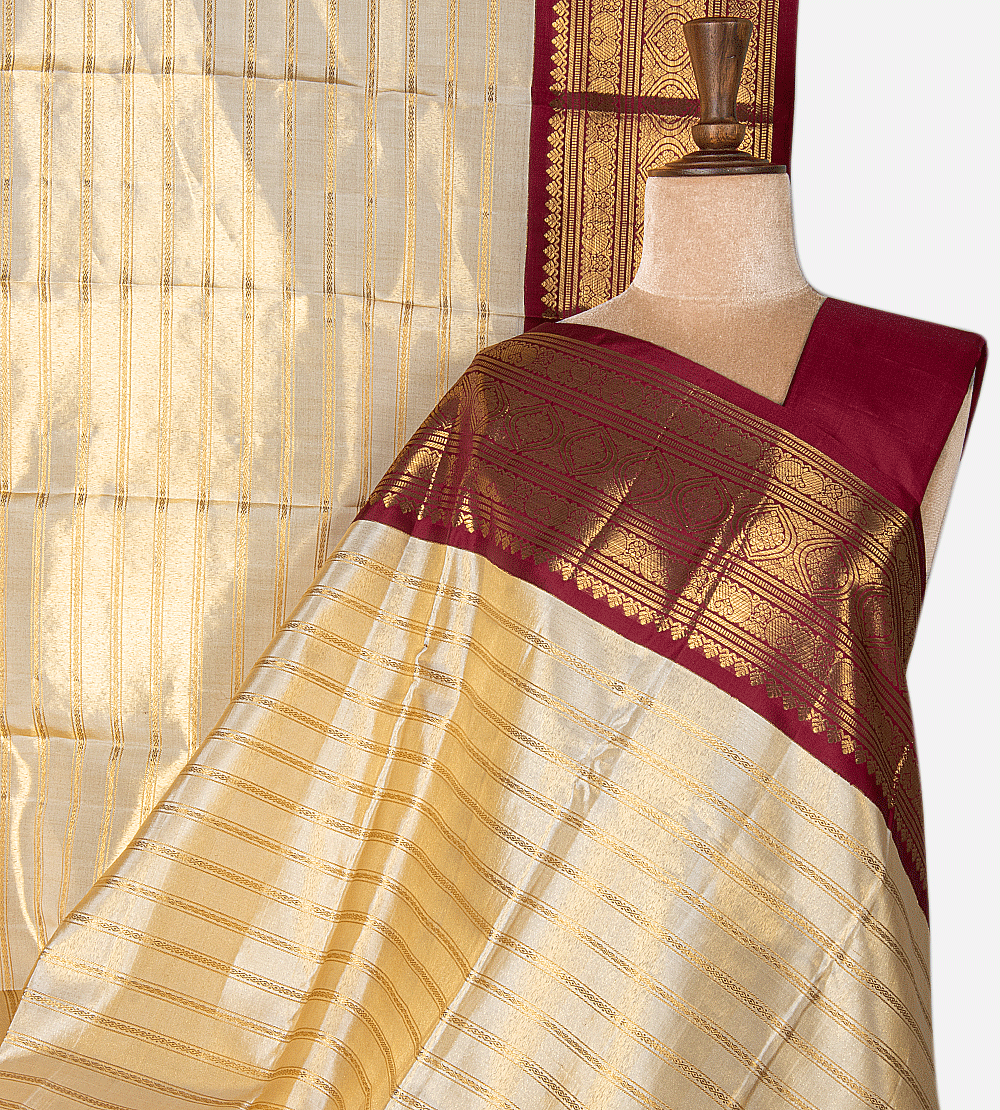 Light Beige Kanchipuram Silk Saree