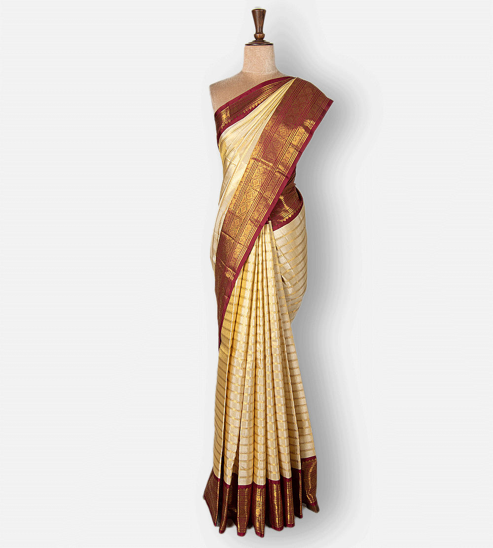 Light Beige Kanchipuram Silk Saree