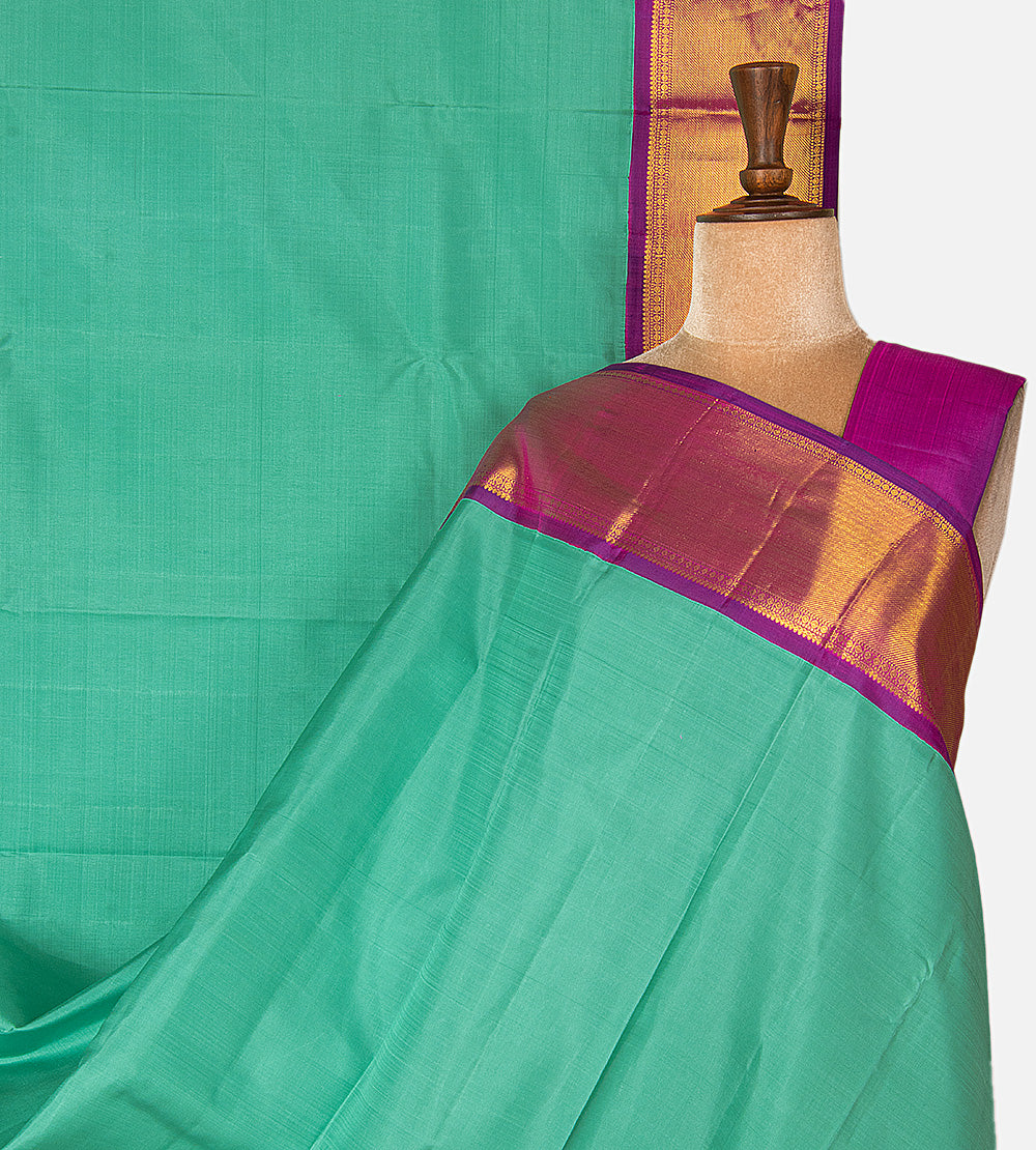 Aqua Green Kanchipuram Silk Saree