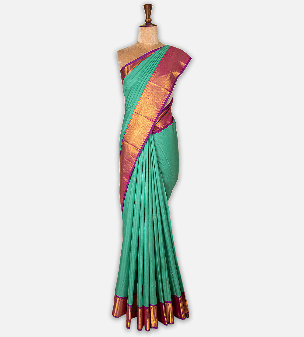 Aqua Green Kanchipuram Silk Saree