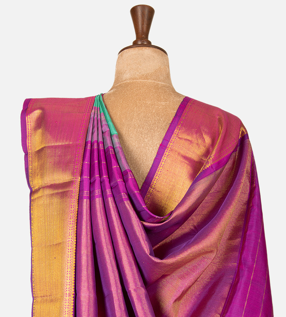 Aqua Green Kanchipuram Silk Saree