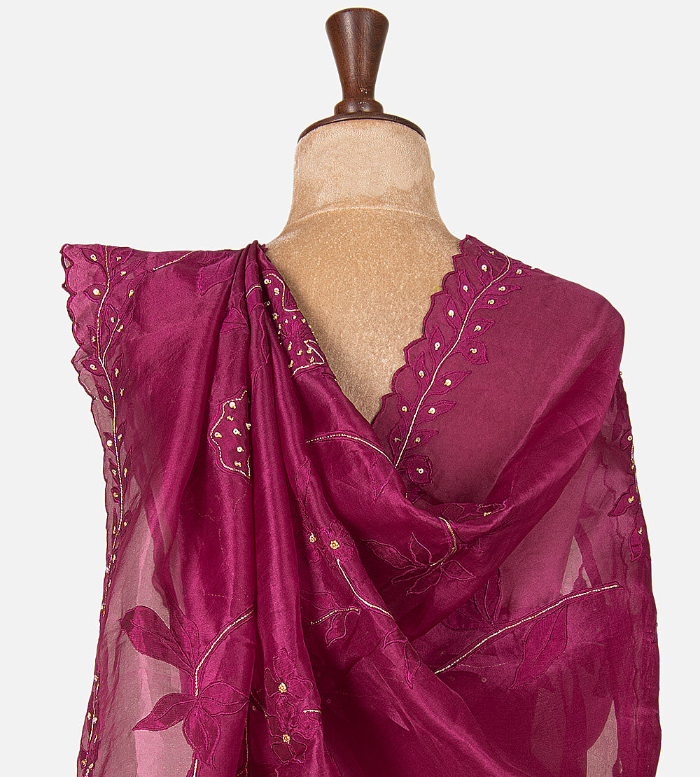 Deep Pink Organza Saree