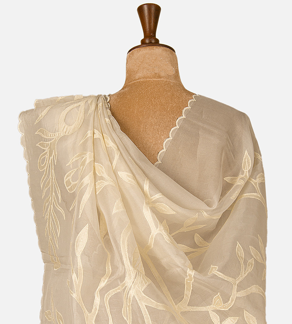 Light Beige Organza Saree