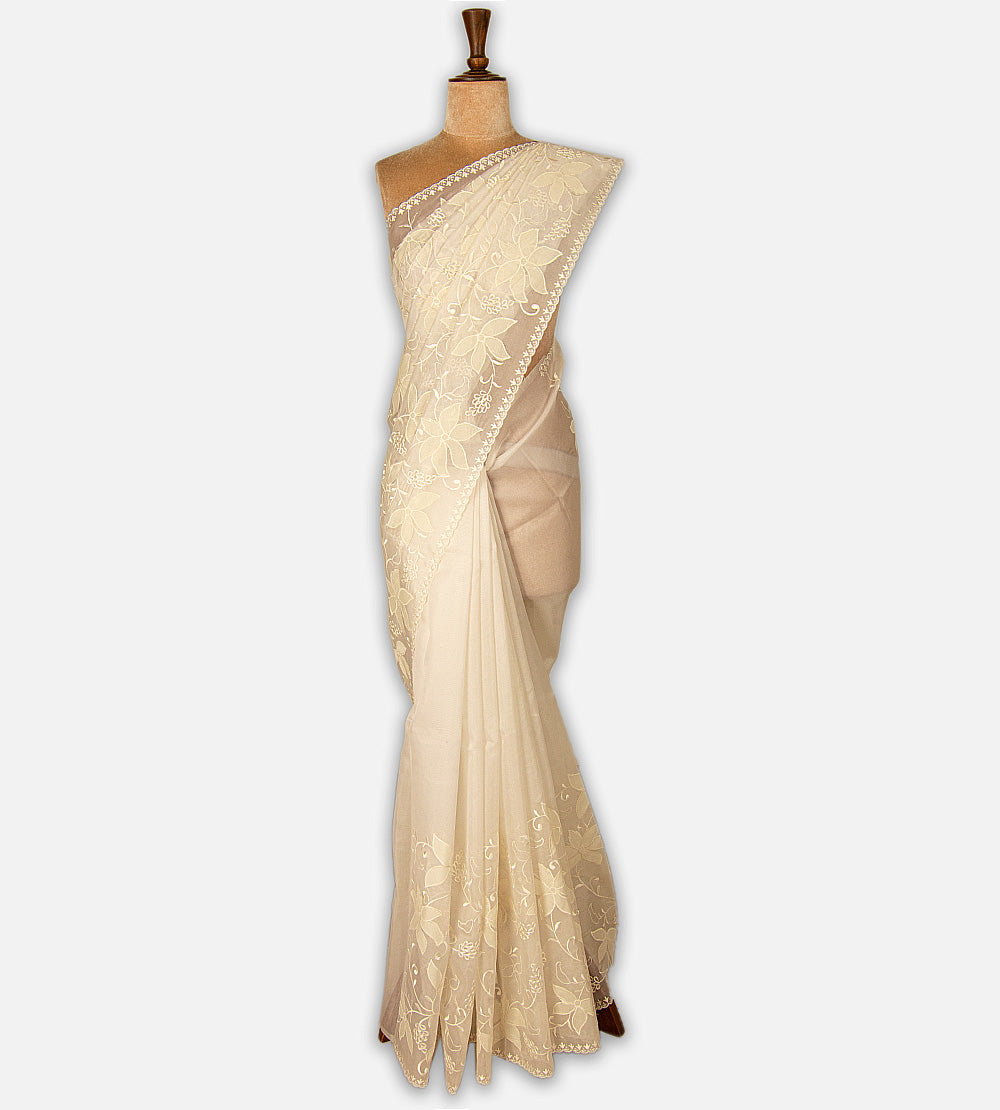 Light Beige Organza Saree