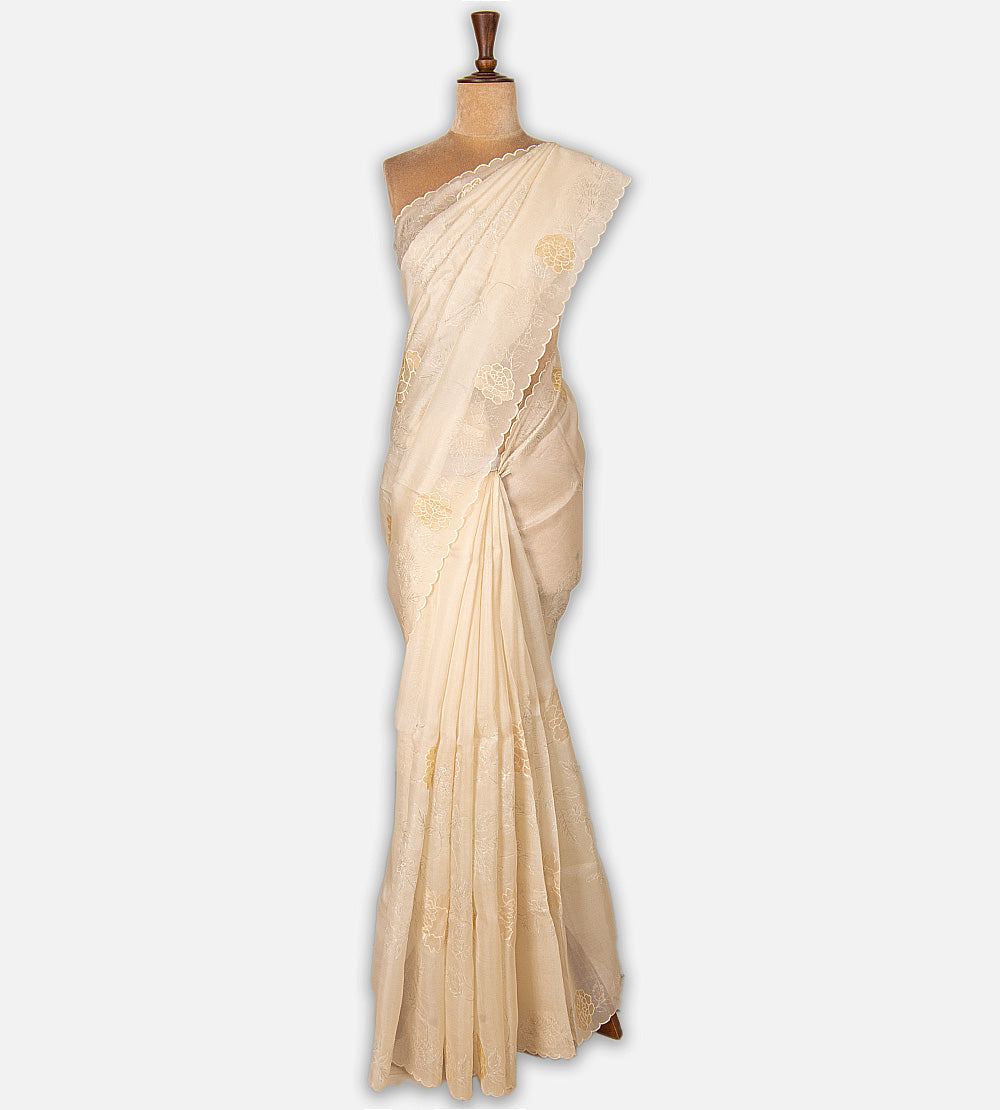 Light Beige Organza Saree