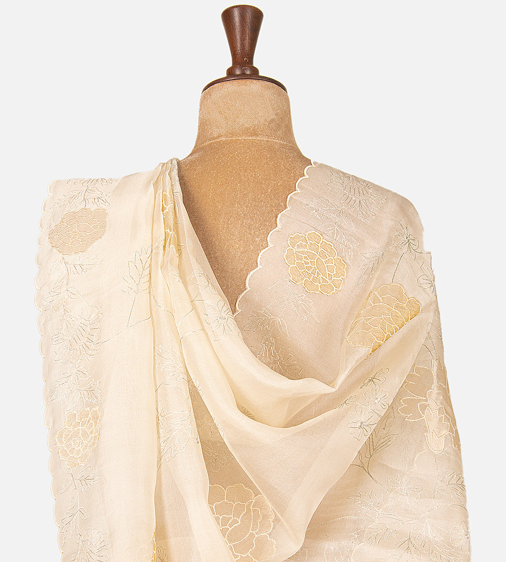 Light Beige Organza Saree
