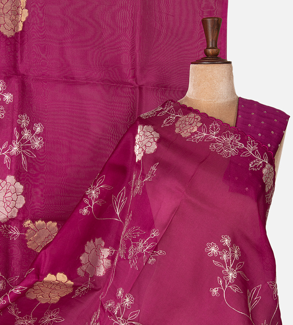 Deep Pink Organza Saree