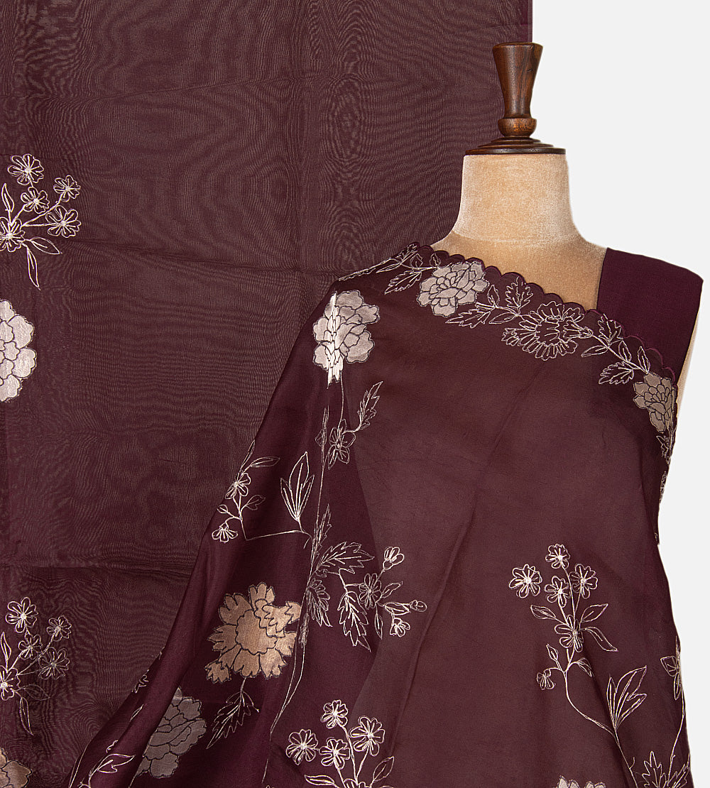 Plum Maroon Organza Saree