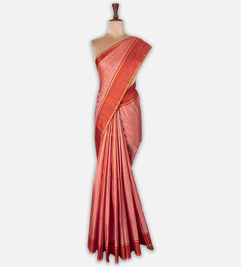Peach Kanchipuram Silk Saree