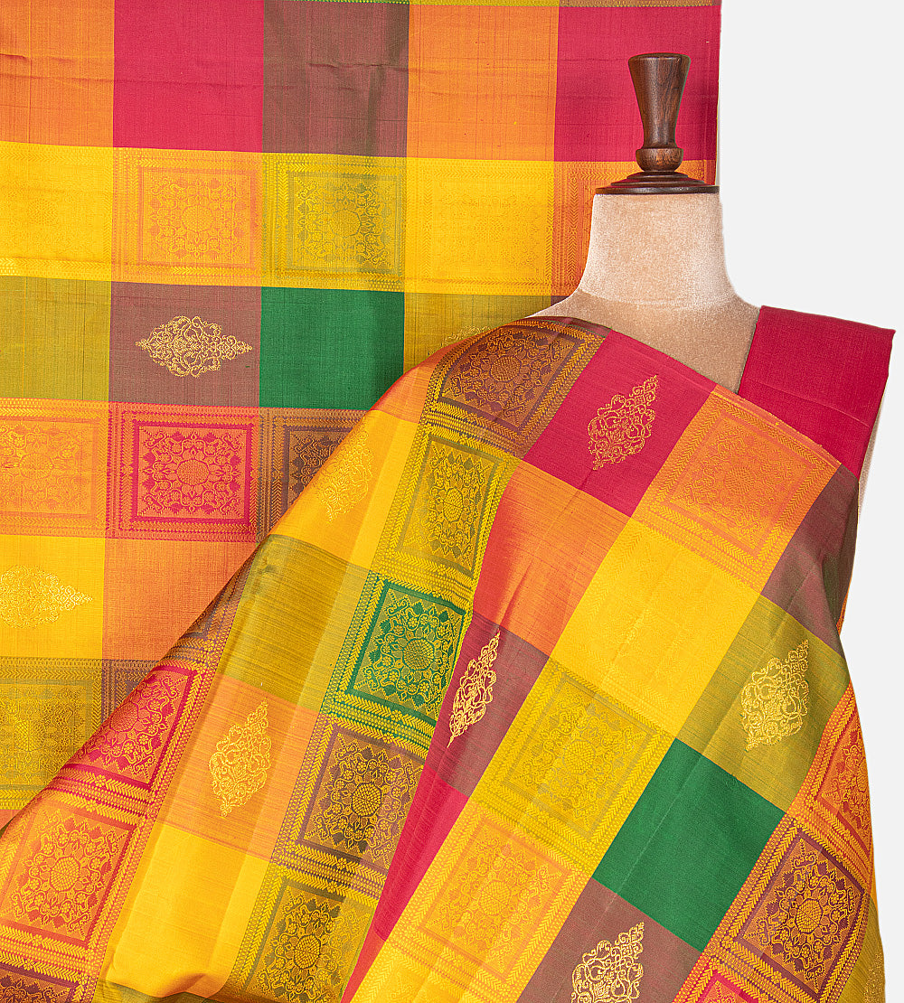 Multicolour Kanchipuram Silk Saree