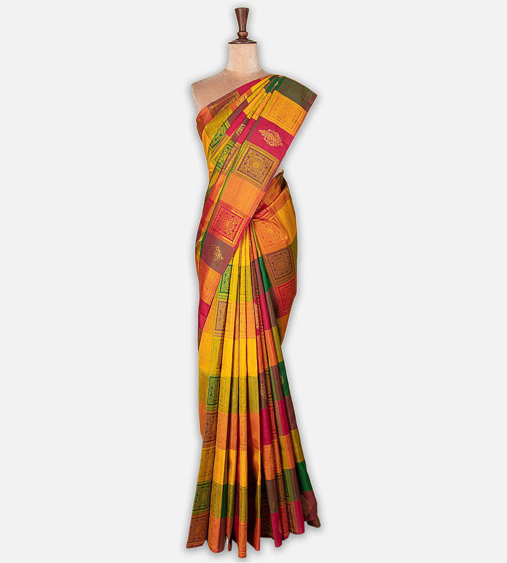 Multicolour Kanchipuram Silk Saree