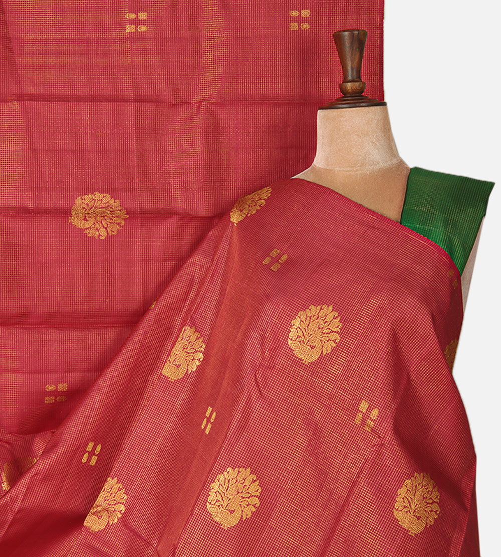 Crimson Red Kanchipuram Silk Saree