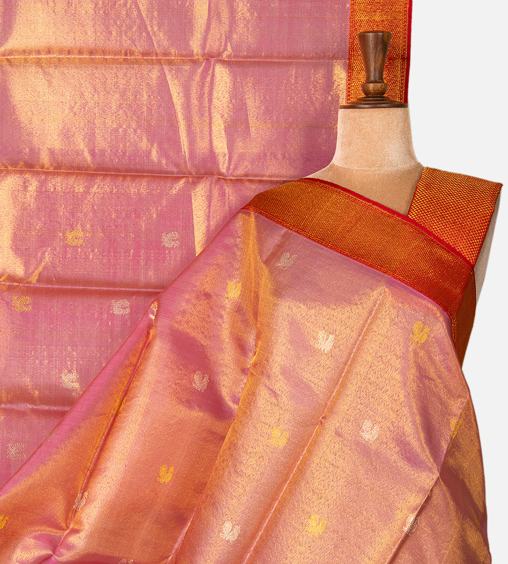 Pink Kora Kanchipuram Silk Saree