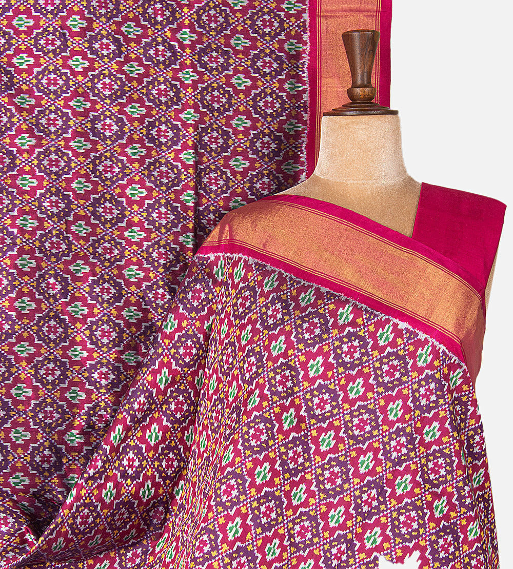 Pink Ikkat Silk Saree