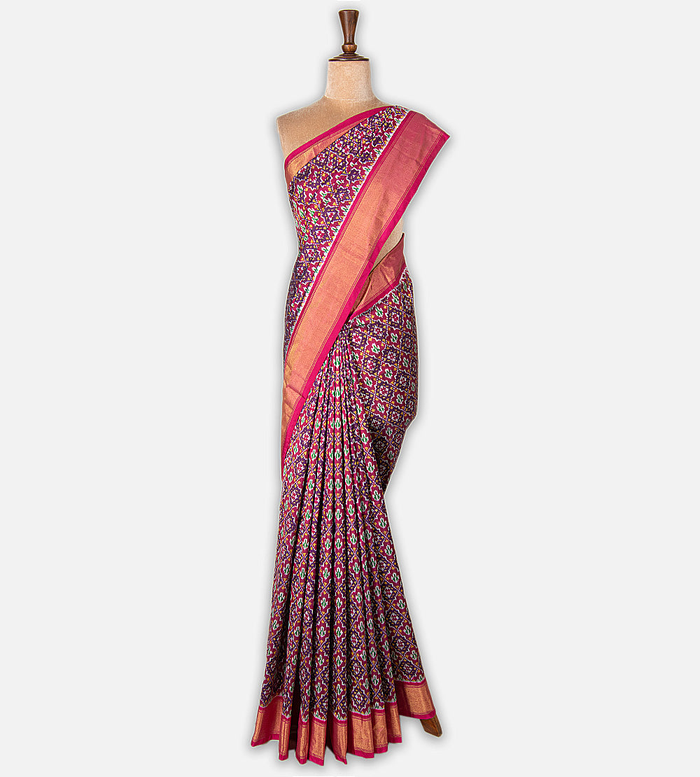 Pink Ikkat Silk Saree