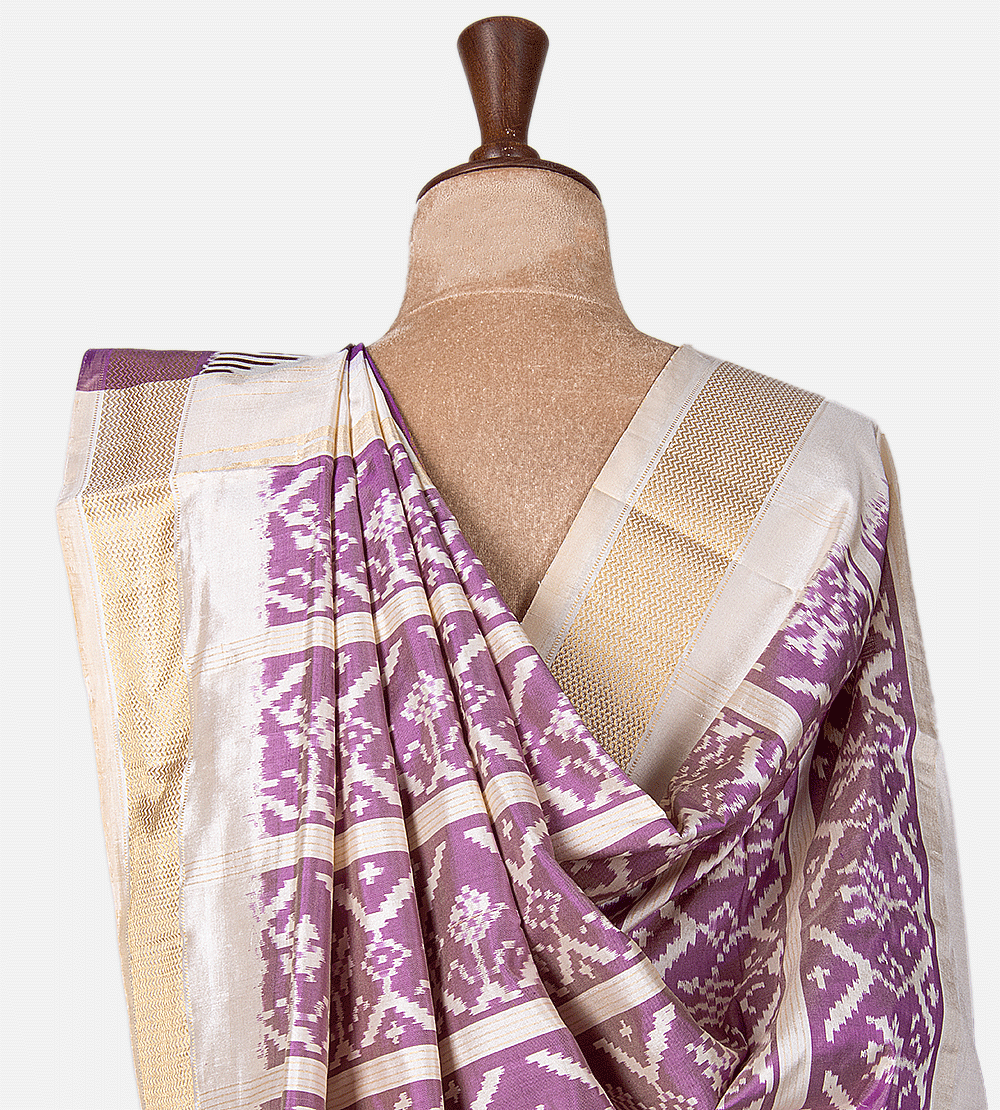 Lavender Ikkat Silk Saree