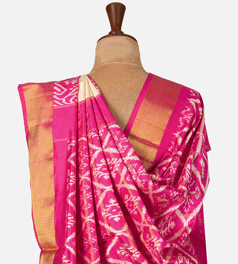 Light Beige Ikkat Silk Saree