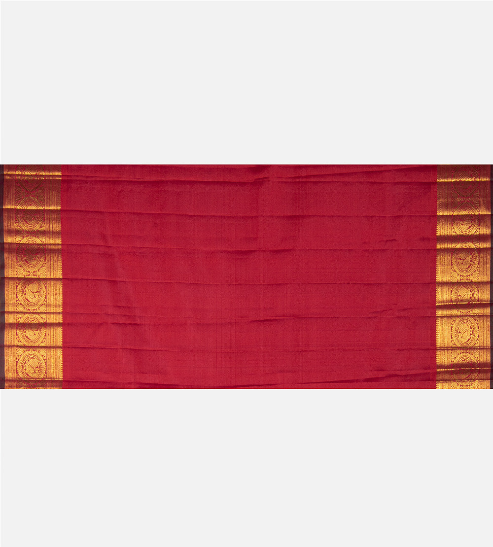 Coral Peach Kanchipuram Silk Saree