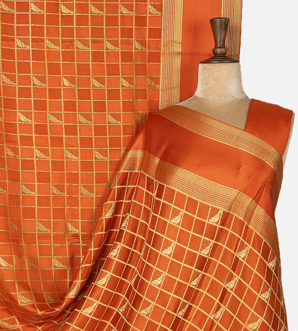 Burnt Orange Mysore Crepe Saree