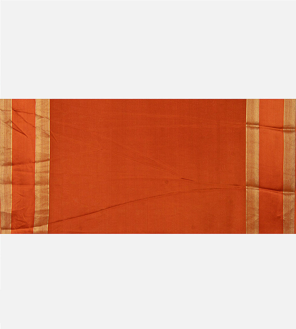 Burnt Orange Mysore Crepe Saree