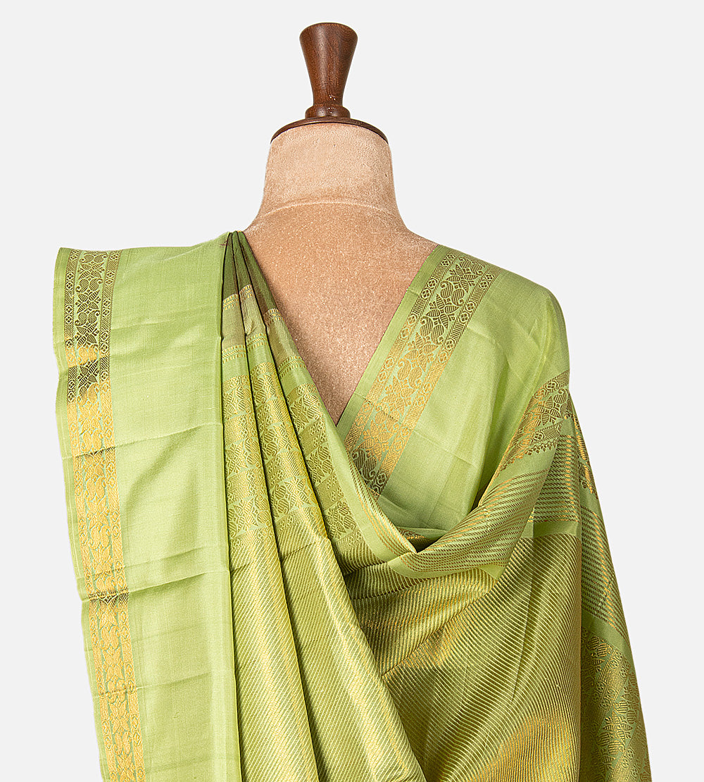 Olive Green Kanchipuram Silk Saree
