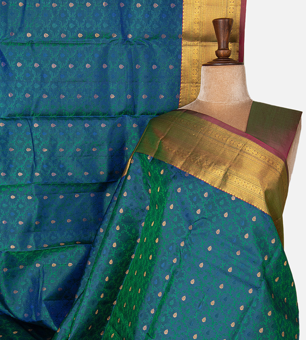 Peacock Blue Soft Silk Saree
