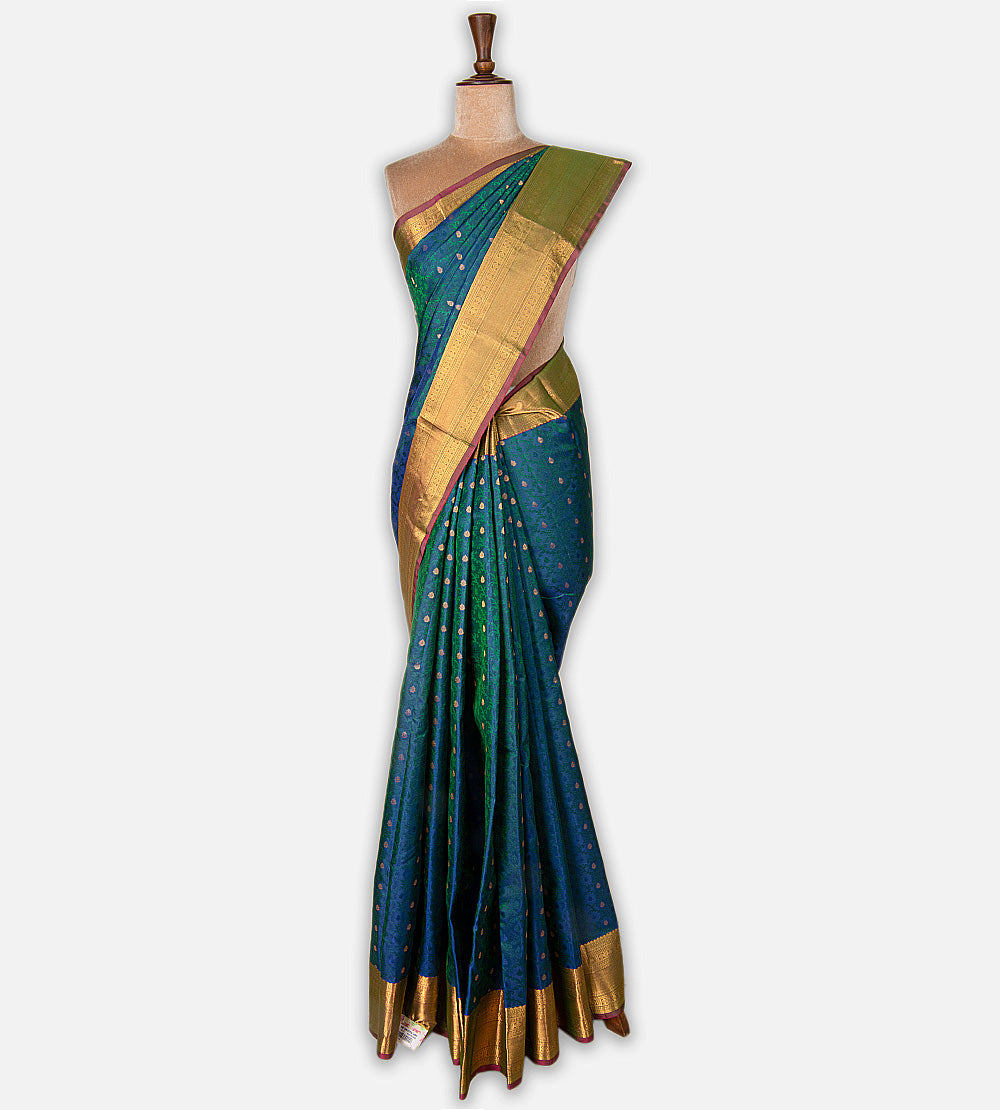 Peacock Blue Soft Silk Saree