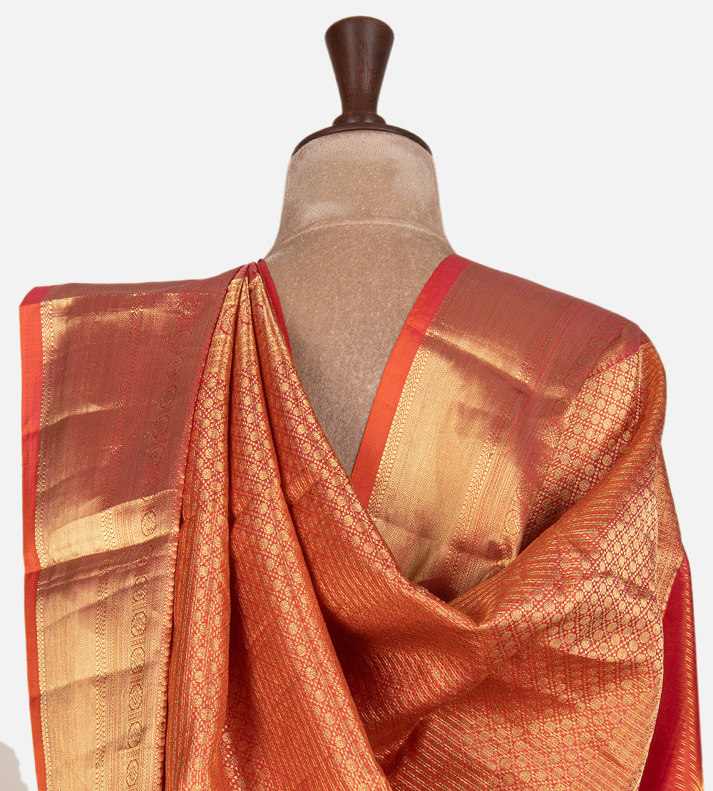 Pinkish Orange Soft Silk Saree
