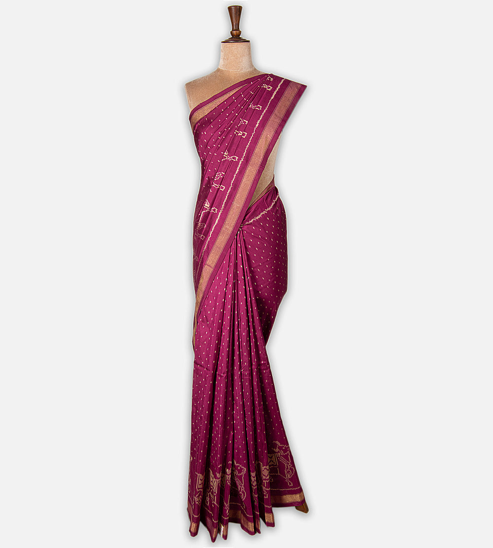 Pink Ikkat Silk Saree