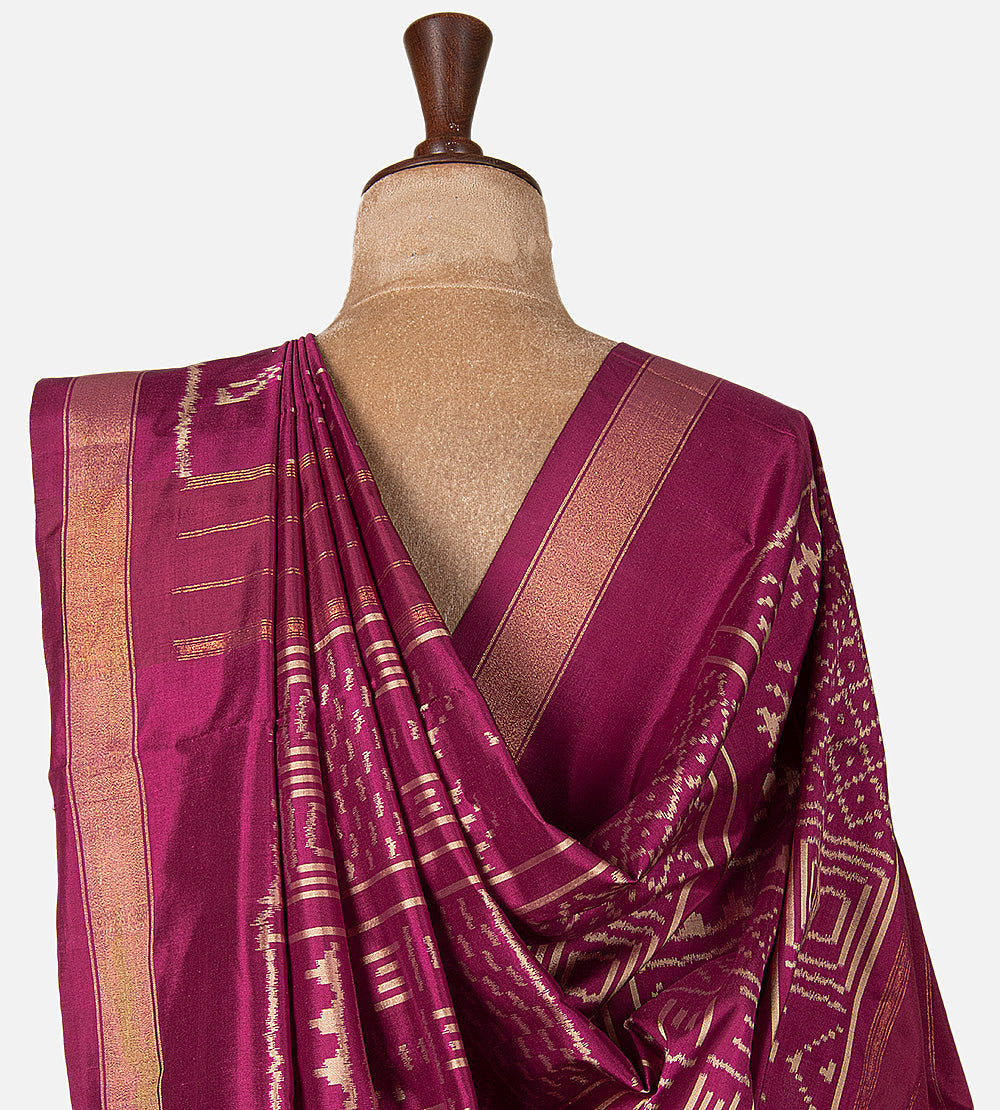 Pink Ikkat Silk Saree
