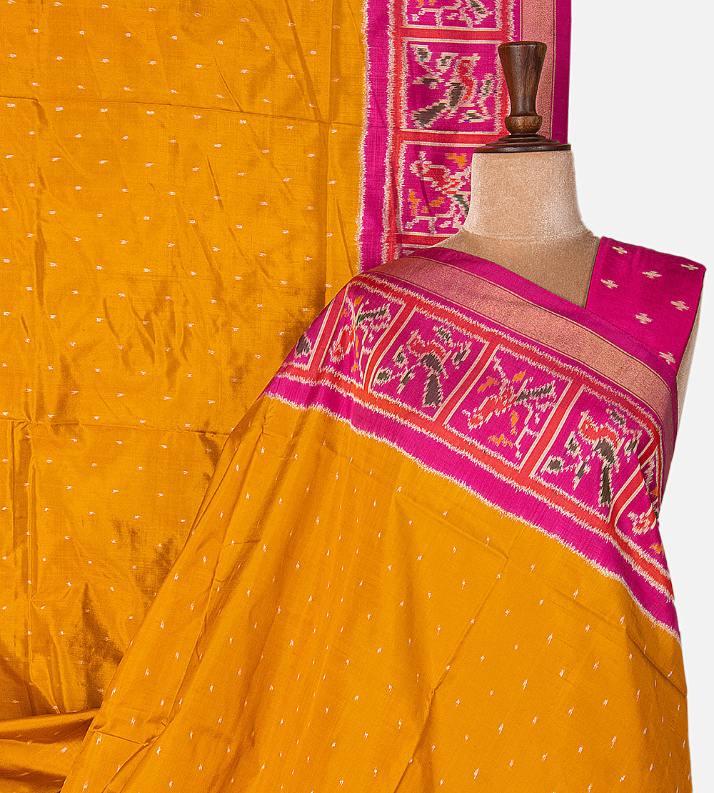 Yellow Ikkat Silk Saree