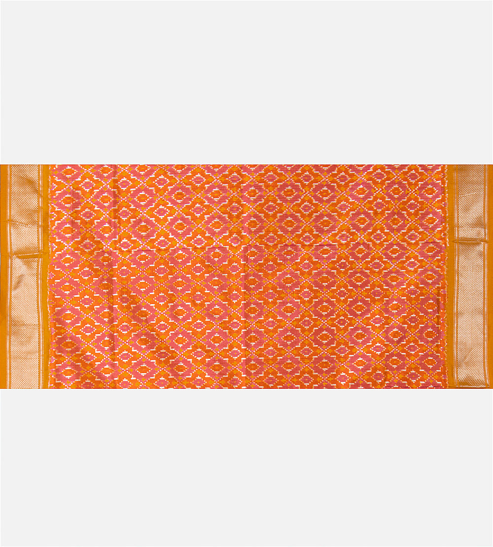Yellow Ikkat Silk Saree