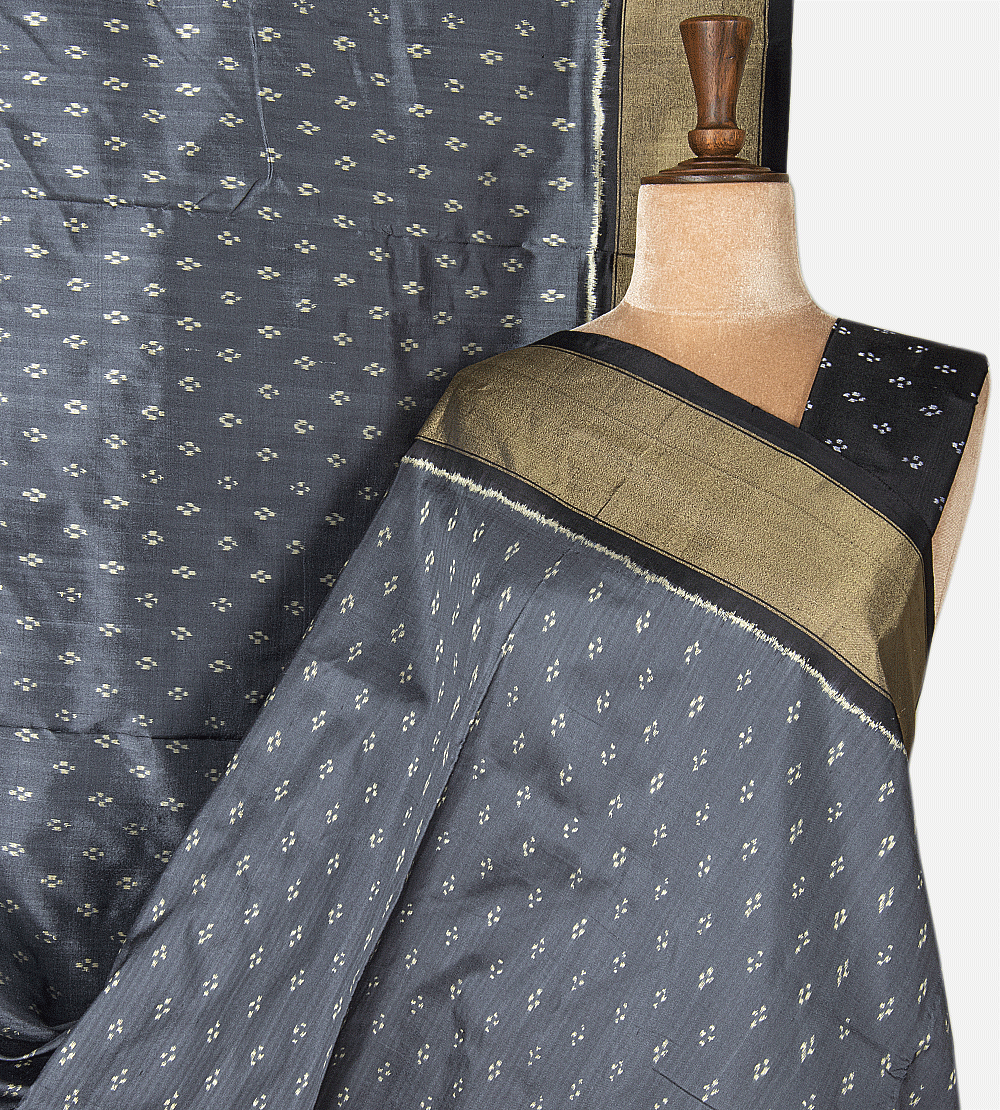 Grey Ikkat Silk Saree