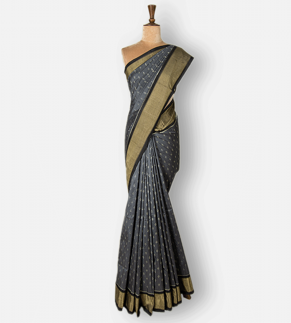Grey Ikkat Silk Saree