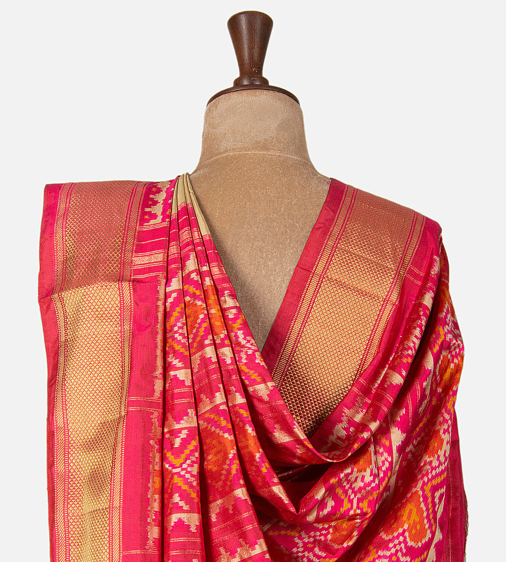 Beige Ikkat Silk Saree