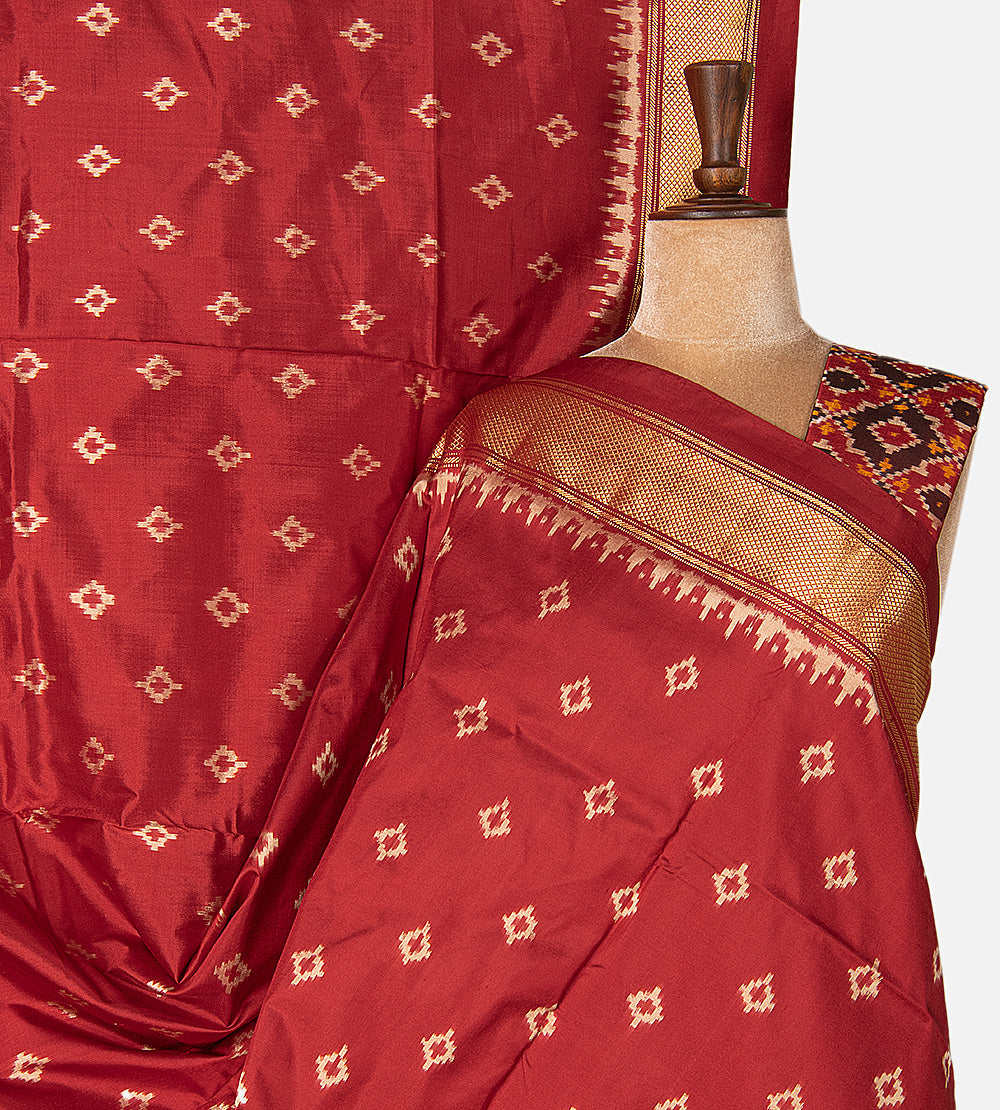 Maroon Ikkat Silk Saree