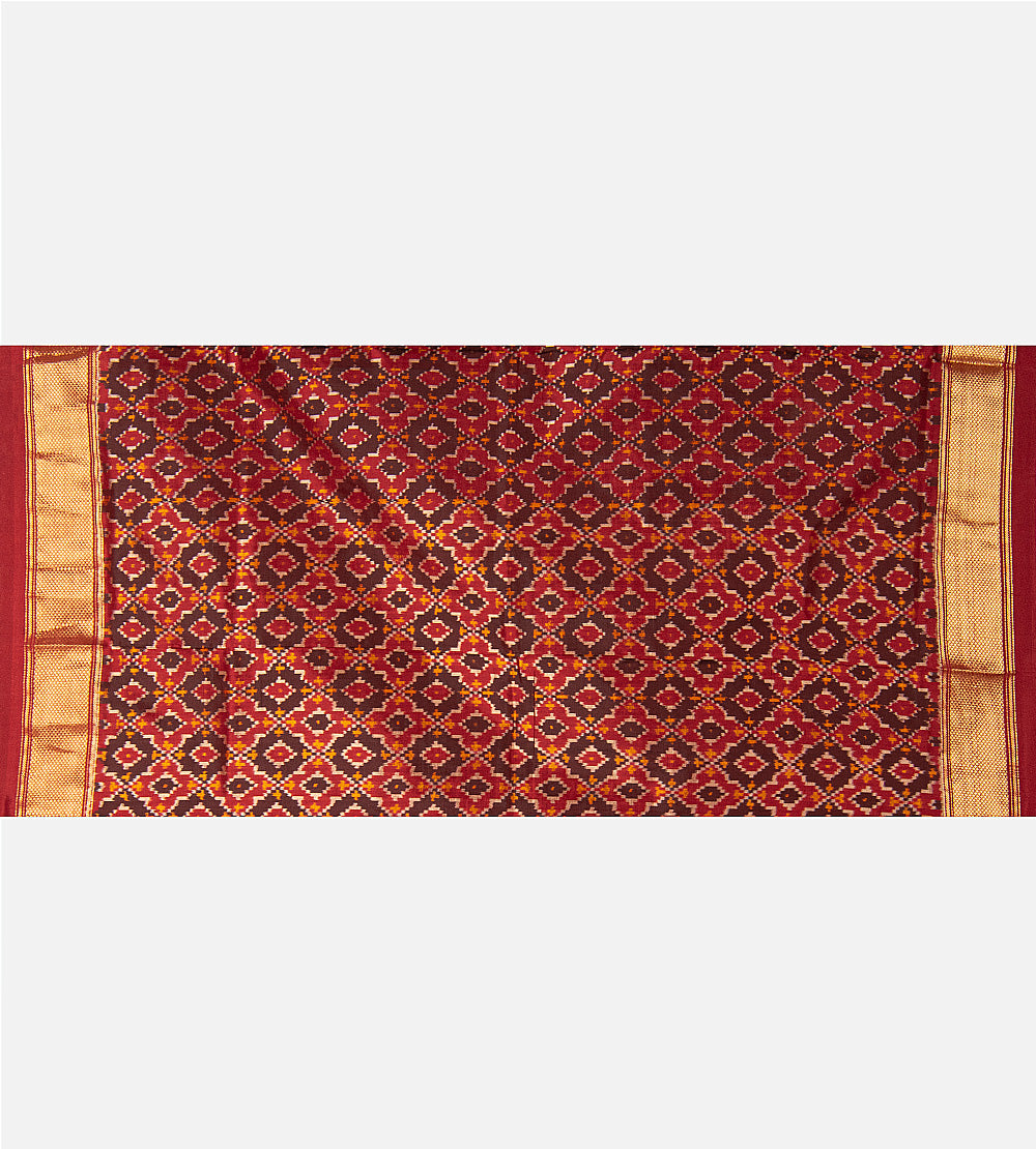 Maroon Ikkat Silk Saree