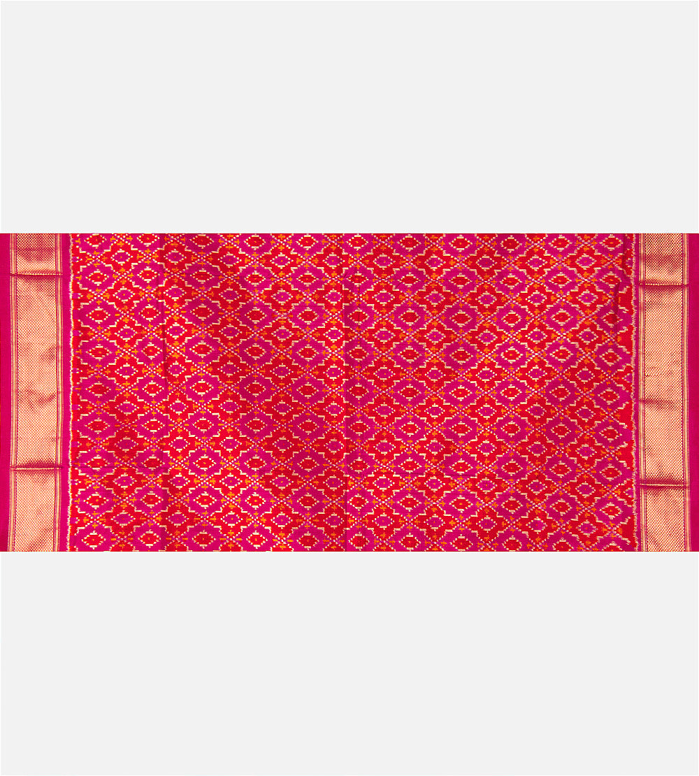 Tangerine Yellow and Light Beige Ikkat Silk Saree