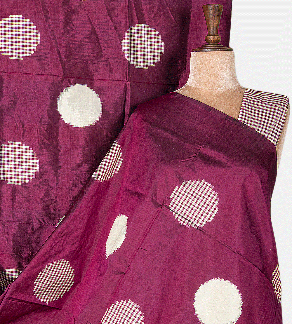 Dark Pink Ikkat Silk Saree