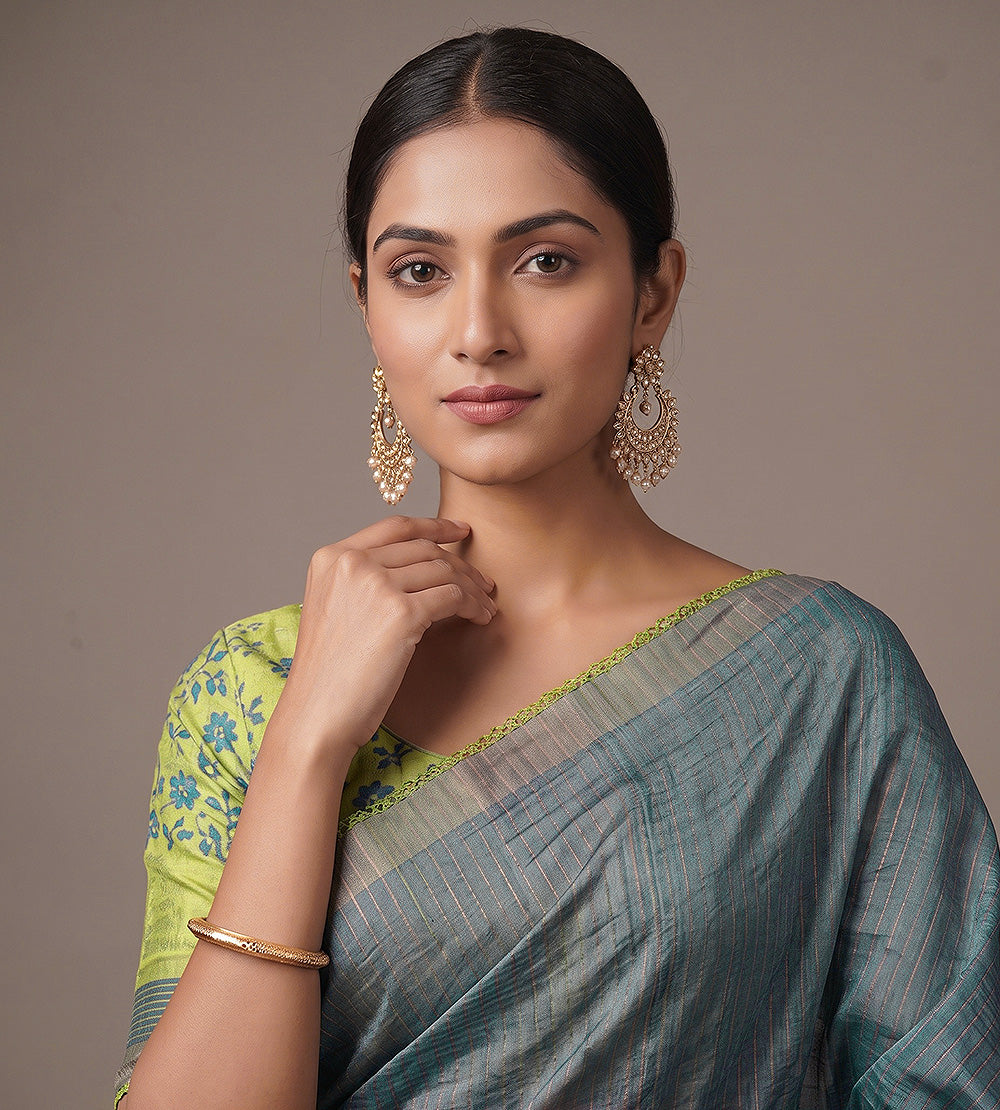Slate Blue Tussar Saree