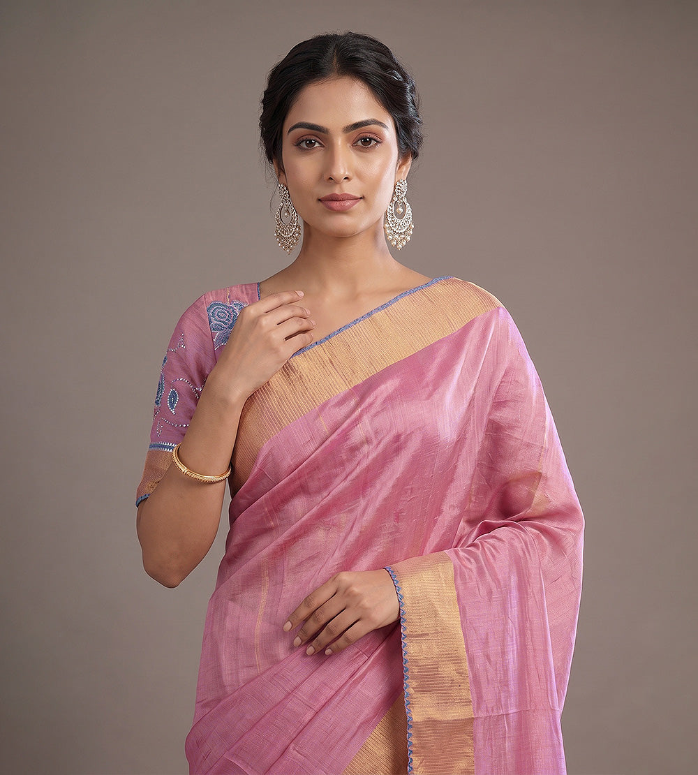 Pink Tussar Saree