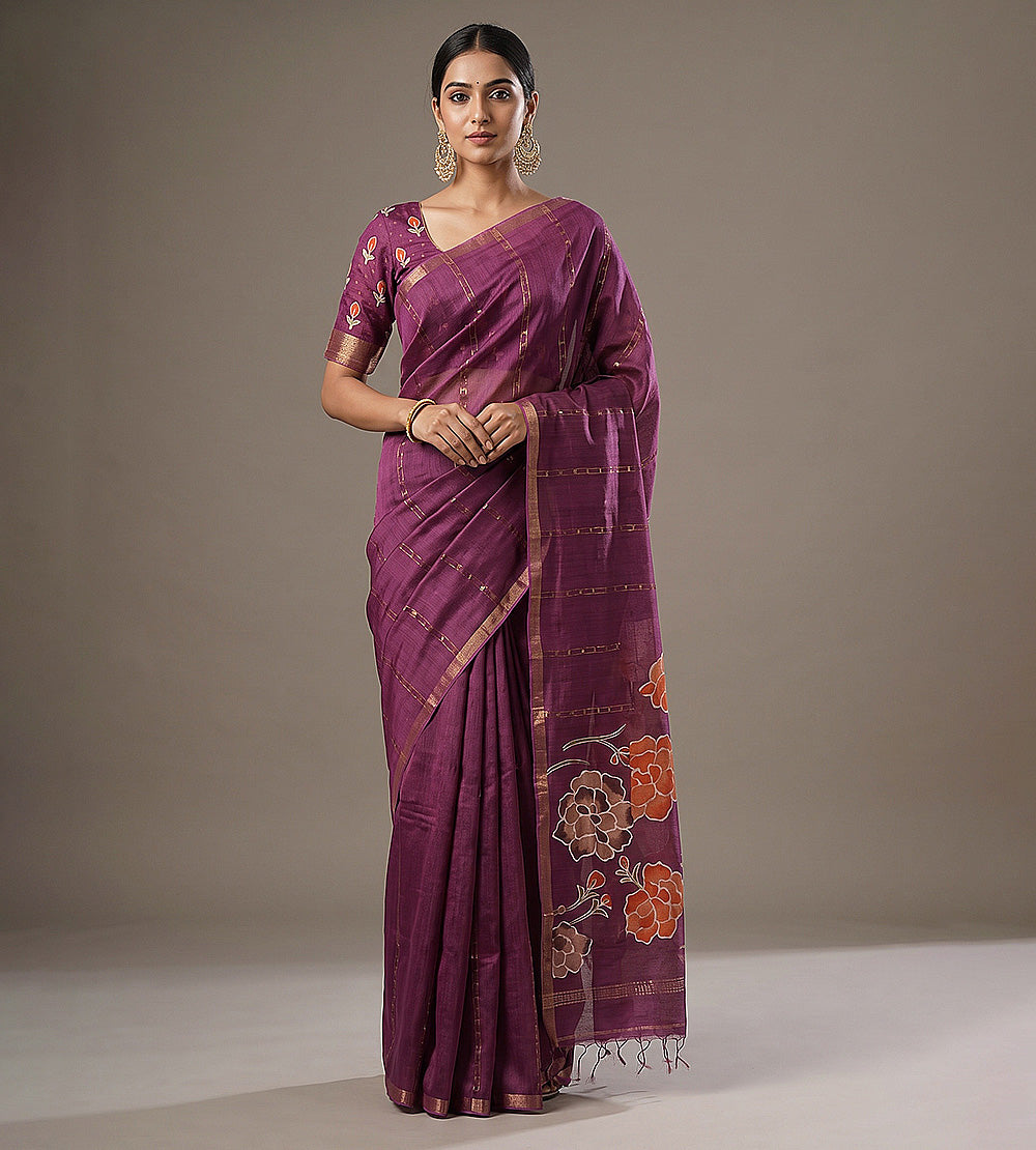 Pink Bailou Tussar Saree
