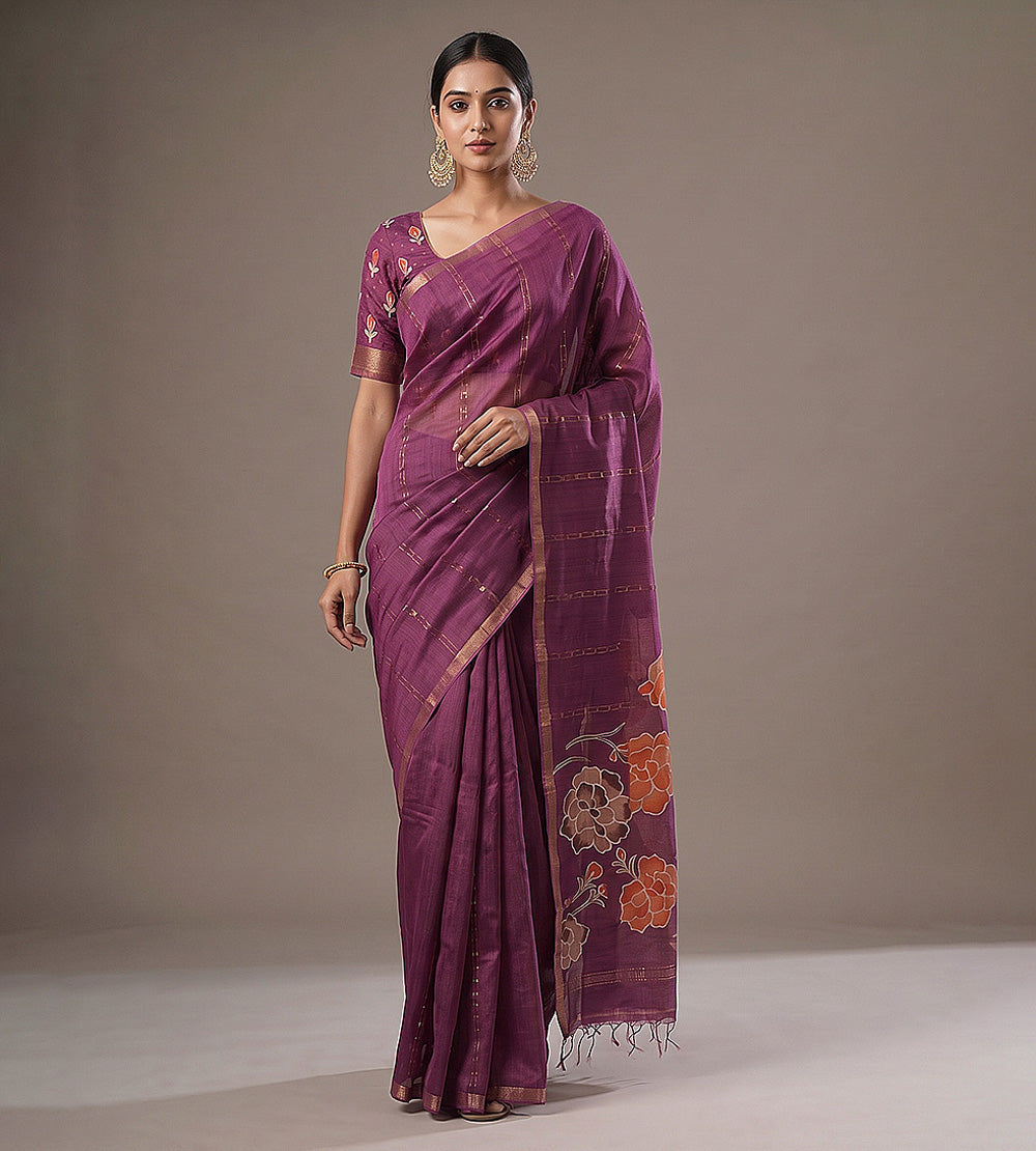 Pink Bailou Tussar Saree