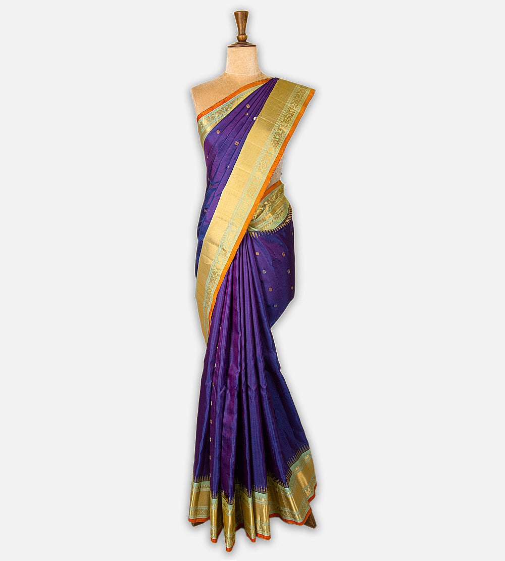 Blue Gadwal Silk Saree