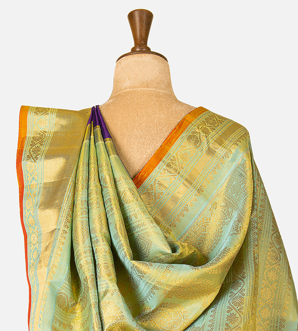 Blue Gadwal Silk Saree