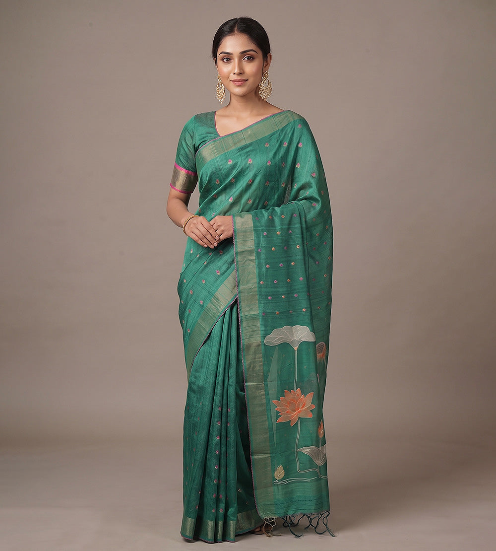 Green Tussar Saree