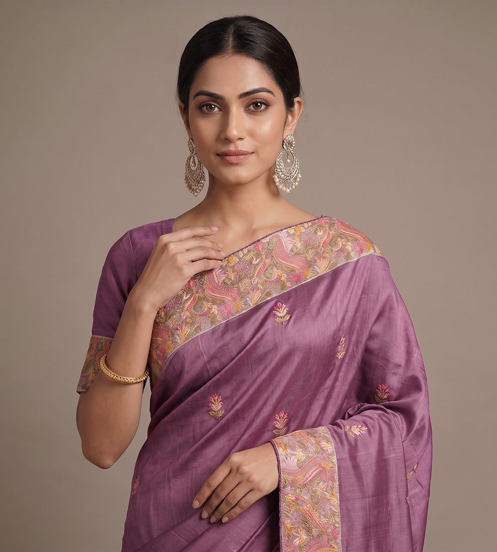 Plum Purple Tussar Saree